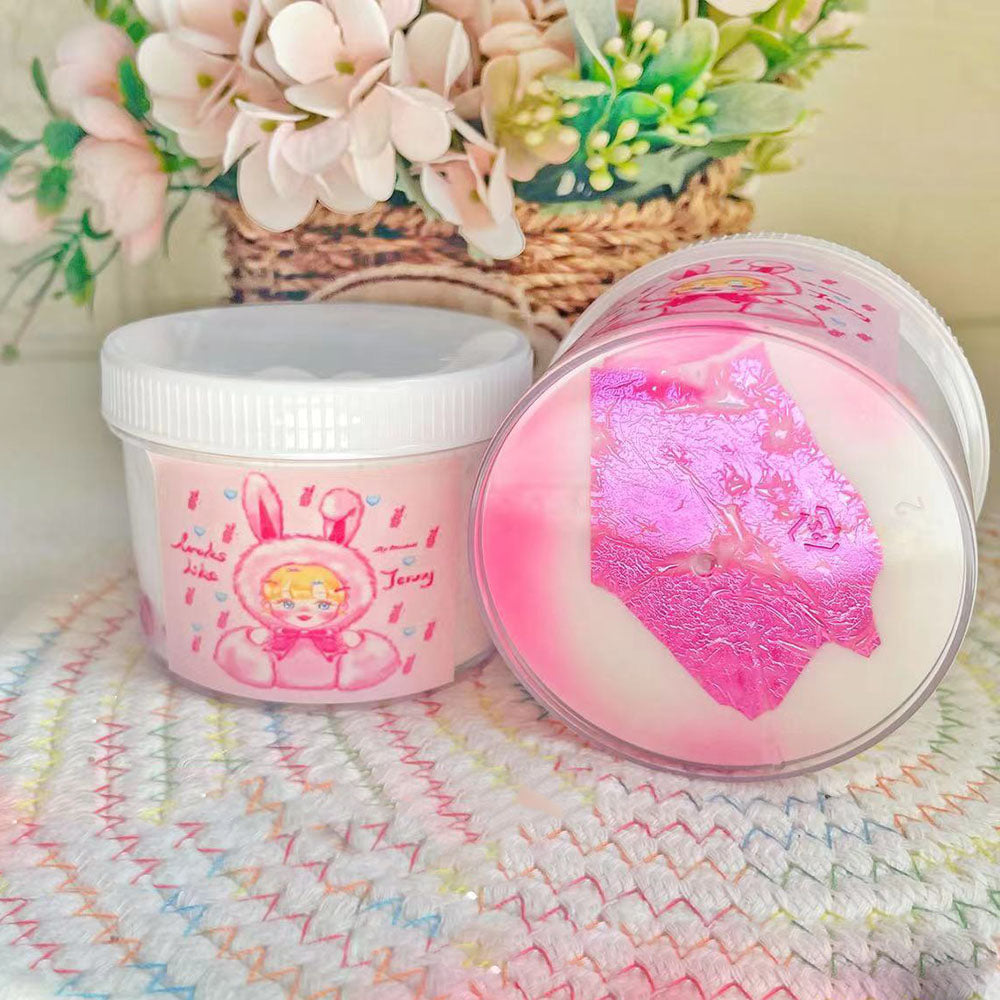 MAMIYA Pink Bunny Micro Floam Crunchy Slime Handmade Slimes Gifts for Kids ADHD Anxiety 240ml 8oz