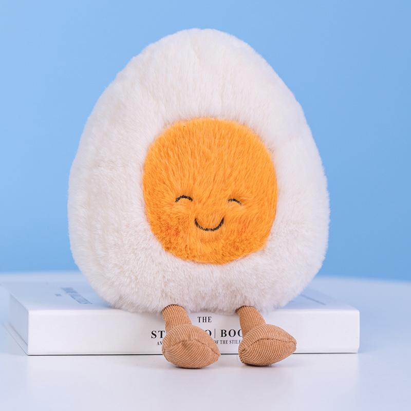 MIMAMI Fluffy Super Soft Amuseable Happy Boiled Egg Plush Cuddly Plushies Doll Stuffed Food Plush Emotions Baby Appease Toys Kids