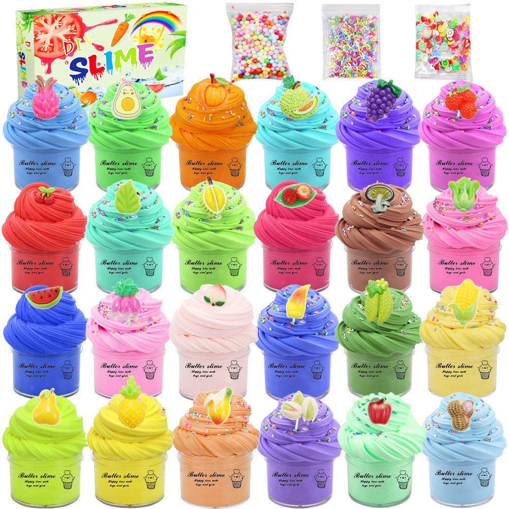 24 Colors Fruit Cotton Slime Kit