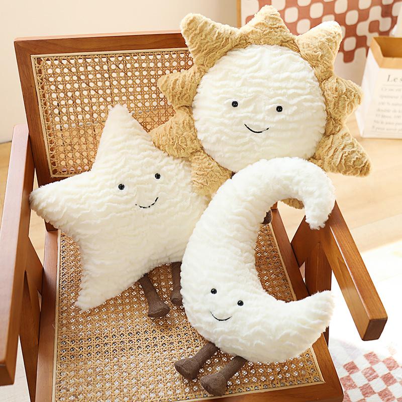 MIMAMI Hot Smile Face Moon Sun Star Plushie Stuffed Cute Cartoon Star Plush Toy for Kids Comfort Dolls Girls Bedroom Decor Sofa Pillow