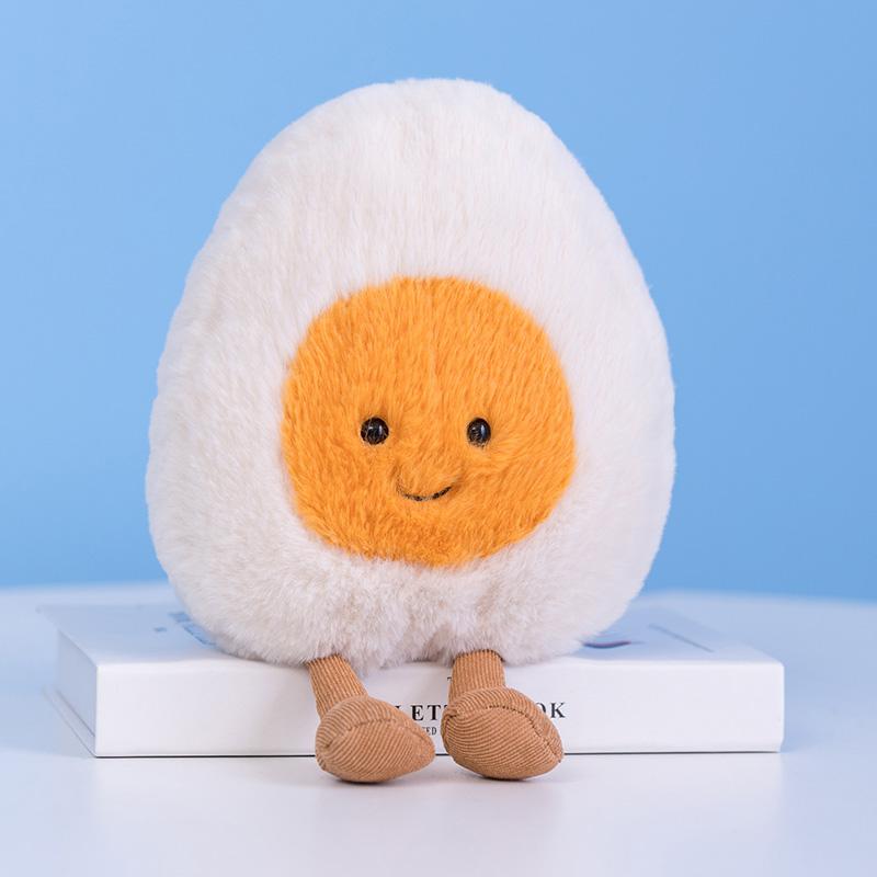 MIMAMI Fluffy Super Soft Amuseable Happy Boiled Egg Plush Cuddly Plushies Doll Stuffed Food Plush Emotions Baby Appease Toys Kids