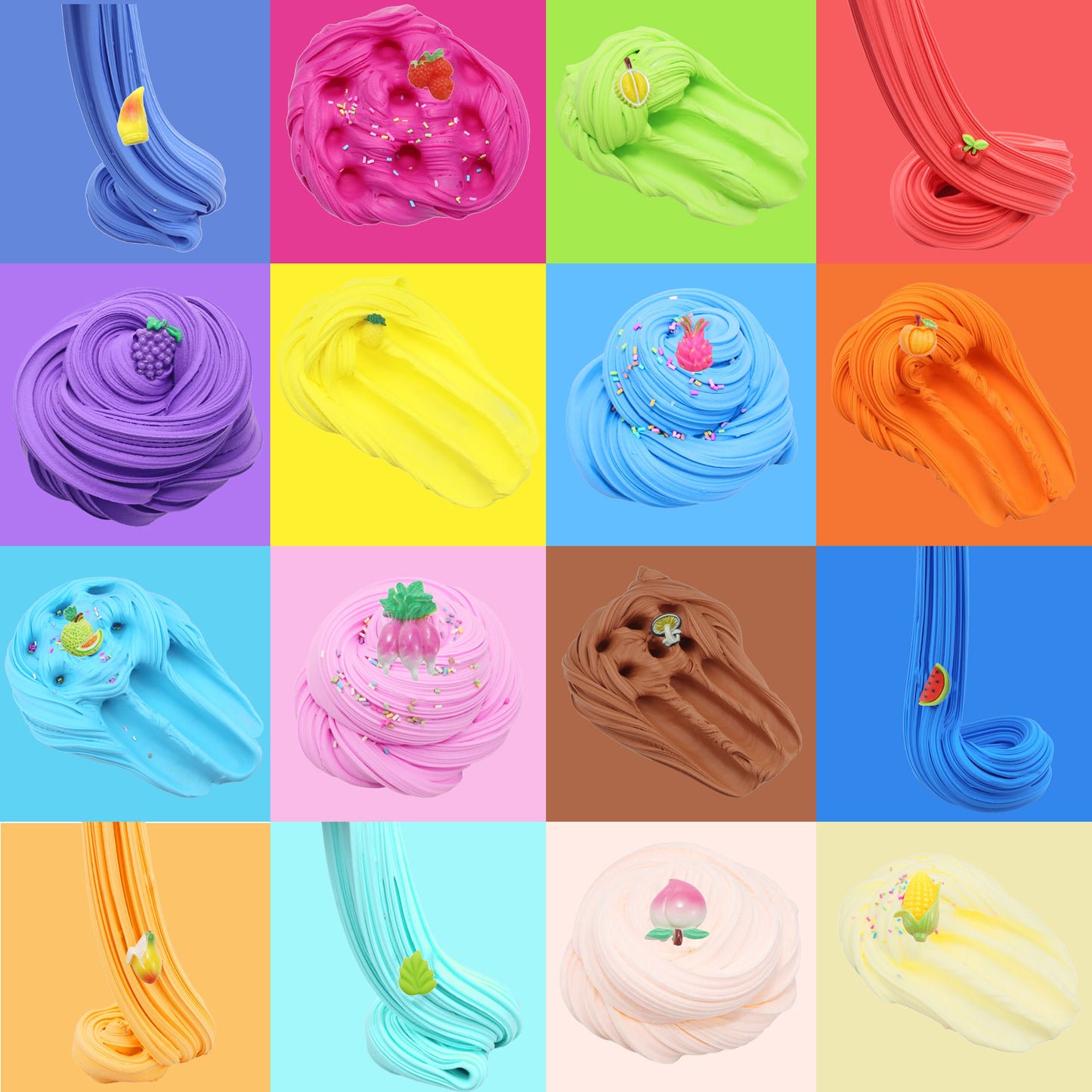 24 Colors Fruit Cotton Slime Kit