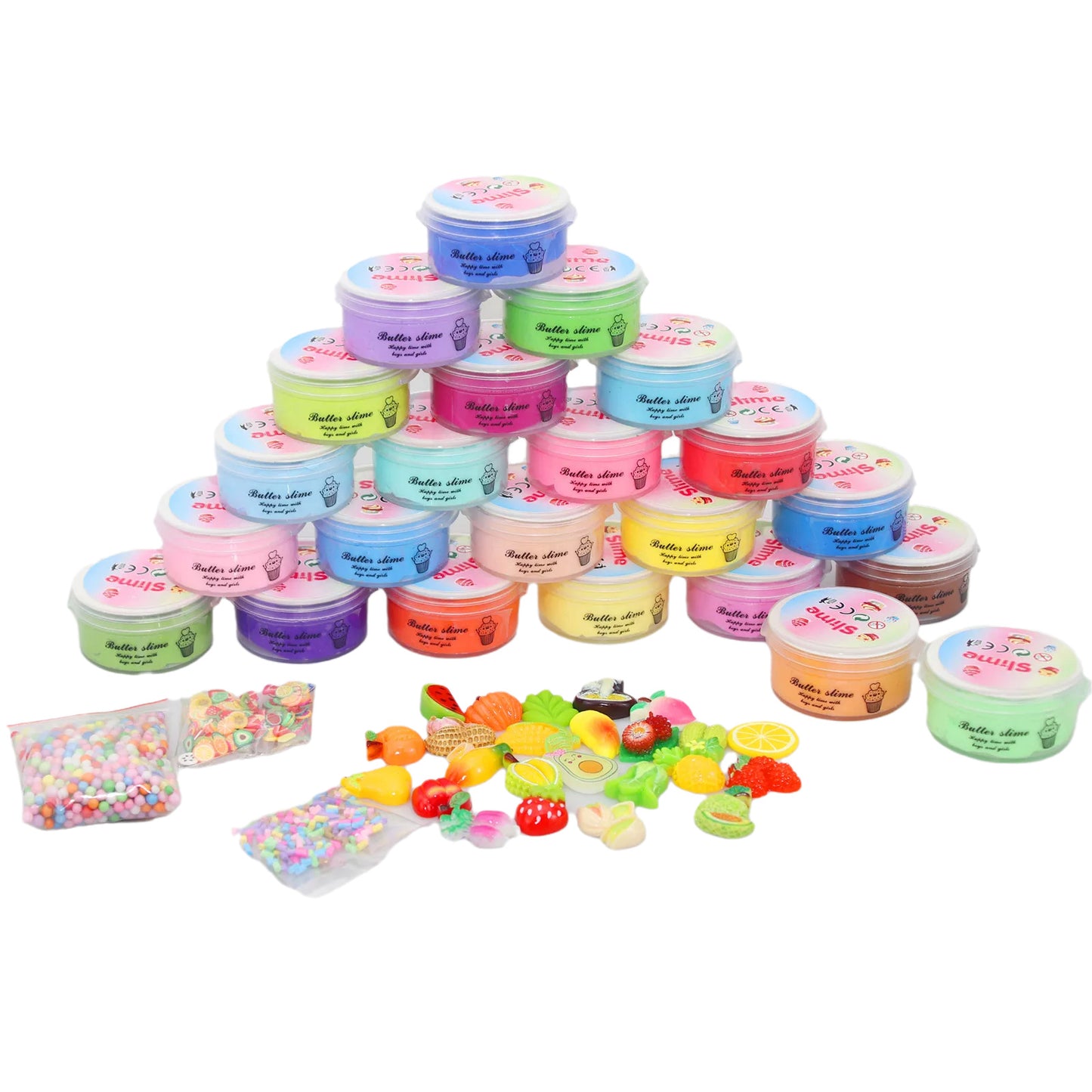 24 Colors Fruit Cotton Slime Kit