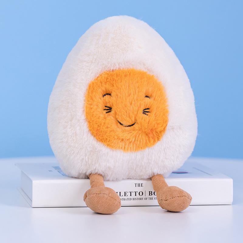 MIMAMI Fluffy Super Soft Amuseable Happy Boiled Egg Plush Cuddly Plushies Doll Stuffed Food Plush Emotions Baby Appease Toys Kids