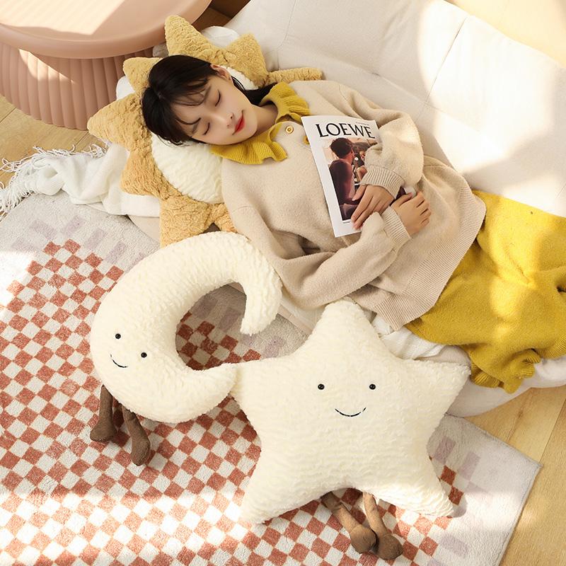 MIMAMI Hot Smile Face Moon Sun Star Plushie Stuffed Cute Cartoon Star Plush Toy for Kids Comfort Dolls Girls Bedroom Decor Sofa Pillow