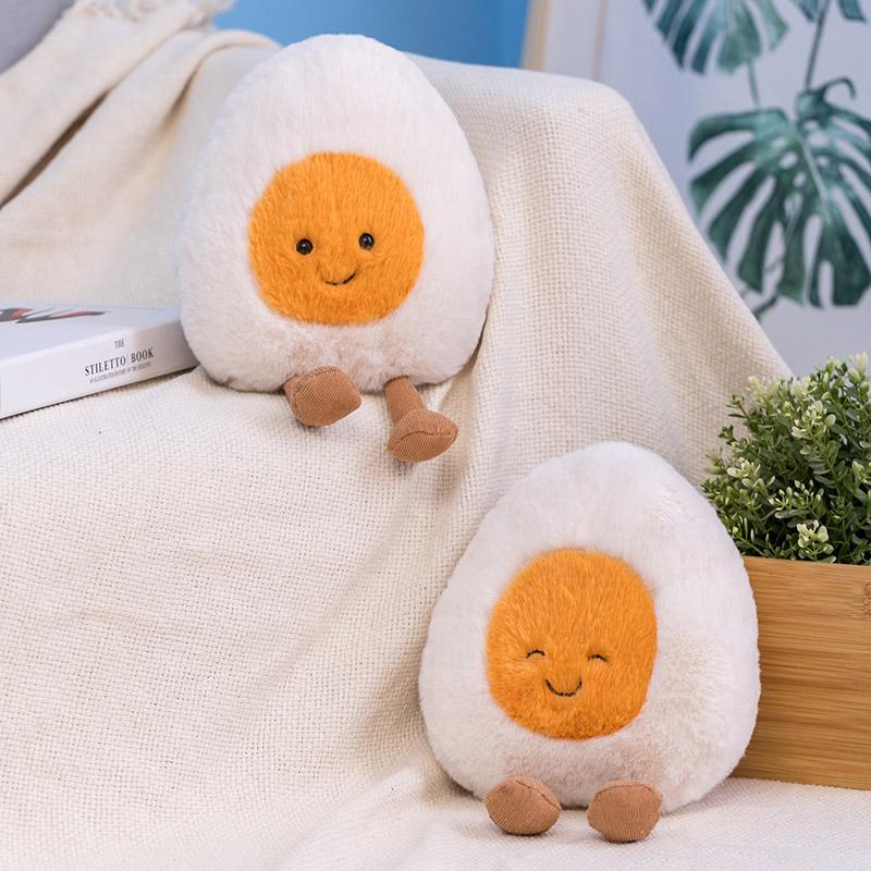 MIMAMI Fluffy Super Soft Amuseable Happy Boiled Egg Plush Cuddly Plushies Doll Stuffed Food Plush Emotions Baby Appease Toys Kids