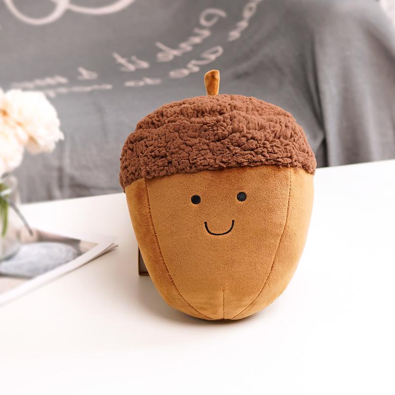 MIMAMI Cute Amuseable Acorn Family Hermit Crab Plush Doll Toy Stuffed Smile Cloud Pillow Seafood Chestnut Poached Egg Toast Bread Food Plush Food Toys