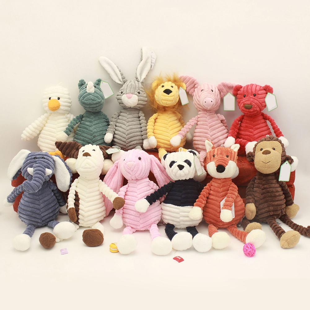 MIMAMI Cute Animal Plush Toy Stripe Baby Elephant Lion Fox Rabbit Pig Panda Duck Monkey Soft Stuffed Toys Baby Kid Girls Gifts