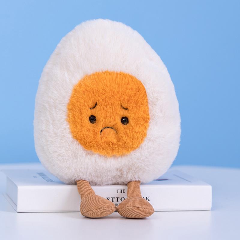 MIMAMI Fluffy Super Soft Amuseable Happy Boiled Egg Plush Cuddly Plushies Doll Stuffed Food Plush Emotions Baby Appease Toys Kids