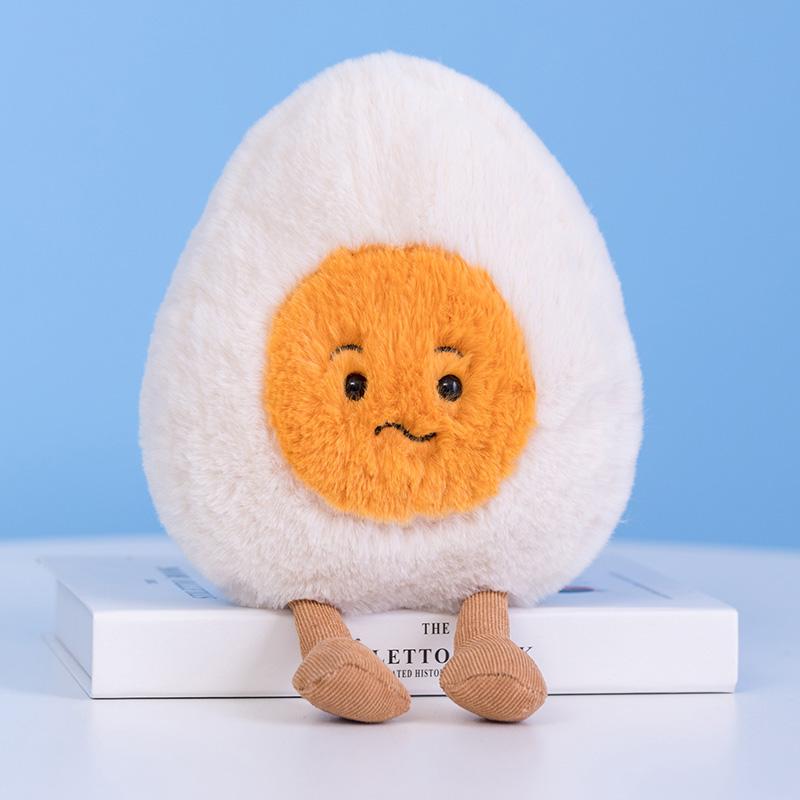 MIMAMI Fluffy Super Soft Amuseable Happy Boiled Egg Plush Cuddly Plushies Doll Stuffed Food Plush Emotions Baby Appease Toys Kids