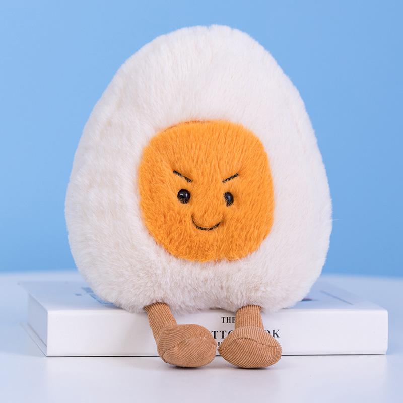 MIMAMI Fluffy Super Soft Amuseable Happy Boiled Egg Plush Cuddly Plushies Doll Stuffed Food Plush Emotions Baby Appease Toys Kids