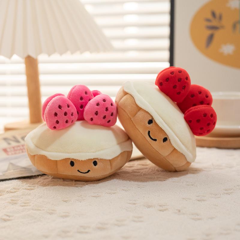 MIMAMI Adorable Soft  Amuseable Birthday Cake With Candles Fruit Strawberry Cupcake Shape Plushie Baby Cuddly Toys Cute Muffines Dolls Kids