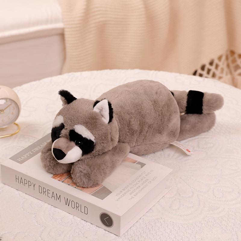 MIMAMI 45-65cm Super Soft Lazy Fluffy Hair Stuffed Animals Plushie Plush Raccoon Fox Crocodile Sloth Hug Throw Pillow Birthday Gift Boy