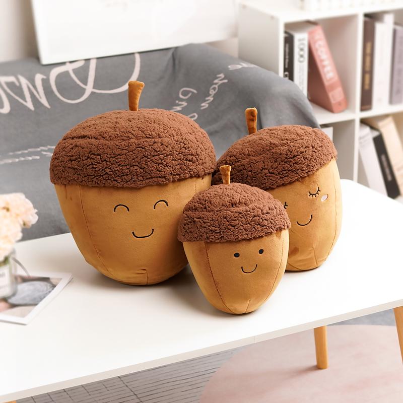 MIMAMI Cute Amuseable Acorn Family Hermit Crab Plush Doll Toy Stuffed Smile Cloud Pillow Seafood Chestnut Poached Egg Toast Bread Food Plush Food Toys