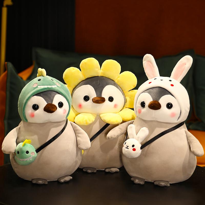 MIMAMI 25/35cm Kawaii Penguin Plush Toys Lovely Penguin Turn to Unicorn  Dinosaur Flower Dolls Stuffed Soft Pillow Baby Girls Gift