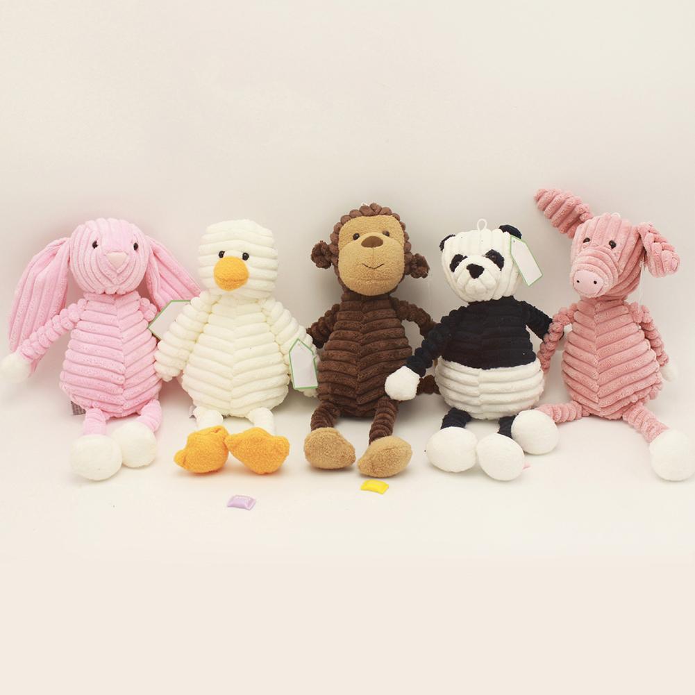 MIMAMI Cute Animal Plush Toy Stripe Baby Elephant Lion Fox Rabbit Pig Panda Duck Monkey Soft Stuffed Toys Baby Kid Girls Gifts